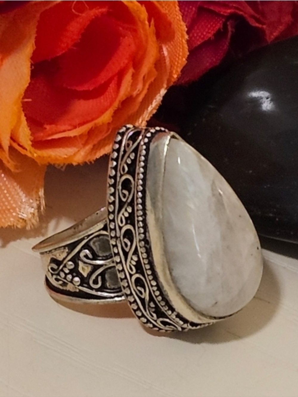 Rainbow Moonstone Ring - brings balance, harmony and hope